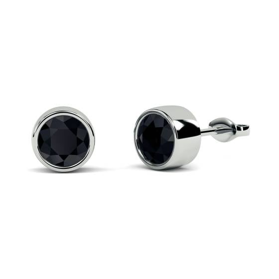 Round Black Diamond Earrings