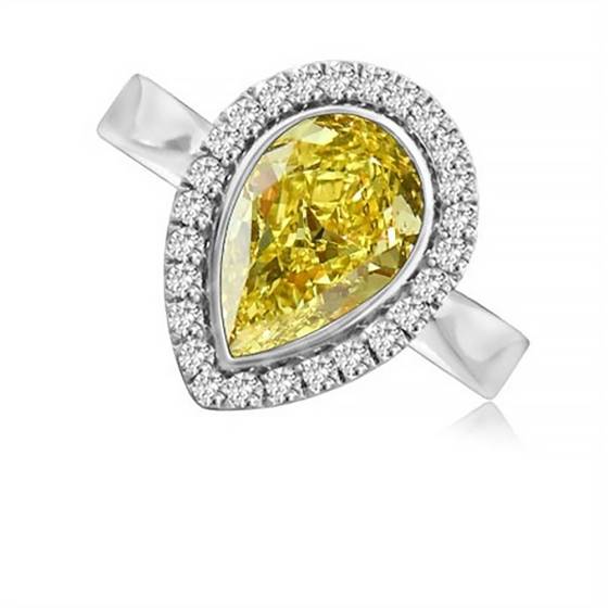 Fancy Yellow Pear Diamond Cluster Ring