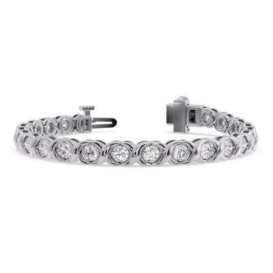 Modern Round Diamond Bezel Set Tennis Bracelet