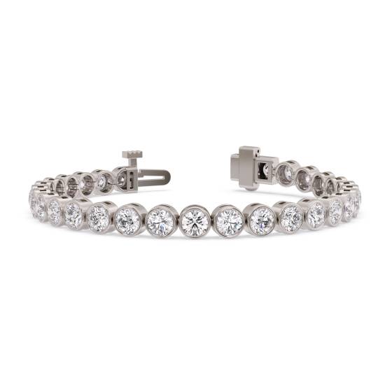 Modern Round Diamond Bezel Set Single Row Bracelet