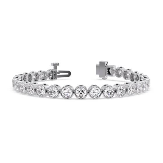 Modern Round Diamond Bezel Set Single Row Bracelet