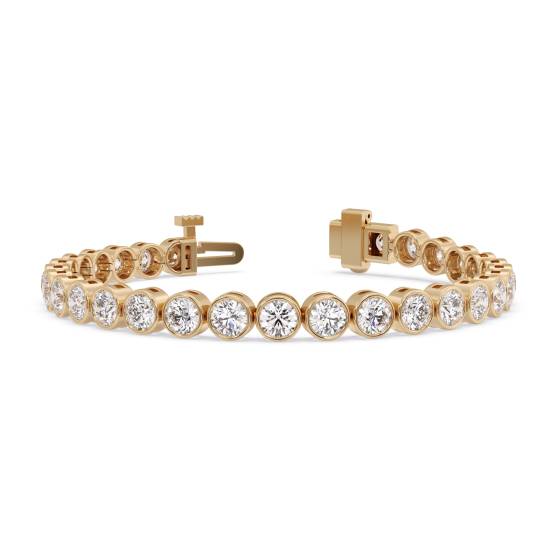 Modern Round Diamond Bezel Set Single Row Bracelet