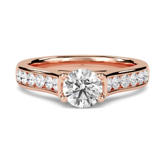 Round Diamond Shoulder Set Ring With Matching Band