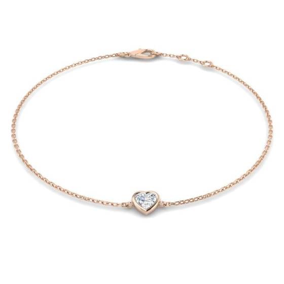 Heart Cut Diamond Bezel Set Bracelet