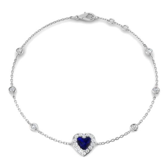 Heart Cut Blue Sapphire Gemstone Bracelet