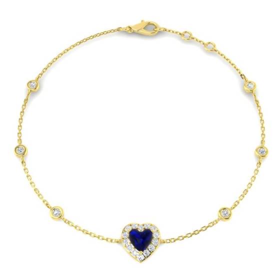 Heart Cut Blue Sapphire Gemstone Bracelet