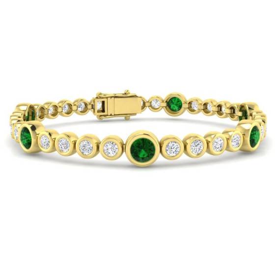 Round Cut Emerald Gemstone Bracelet