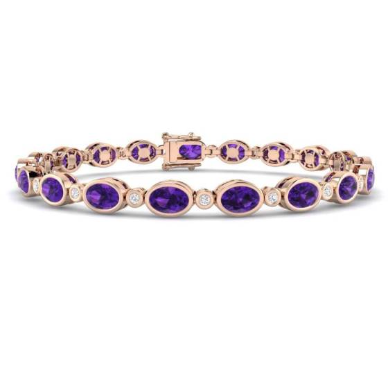 Round and Oval Cut Amethyst Bracelet