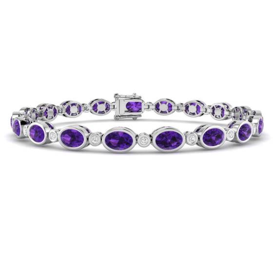 Round and Oval Cut Amethyst Bracelet