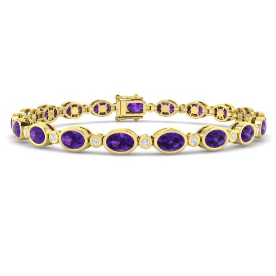 Round and Oval Cut Amethyst Bracelet