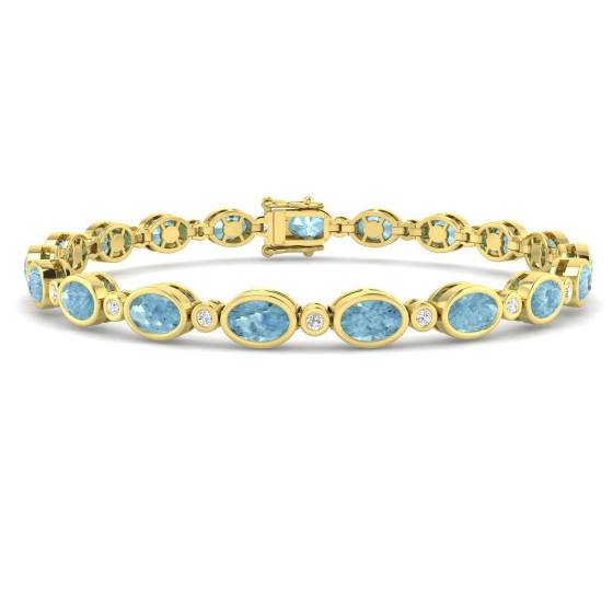 Oval Cut Aquamarine Gemstone Bracelet