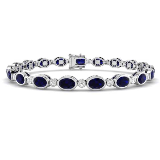 Oval Cut Blue Sapphire Gemstone Bracelet