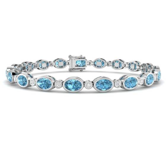 Oval Cut Aquarmaine Gemstone Bracelet
