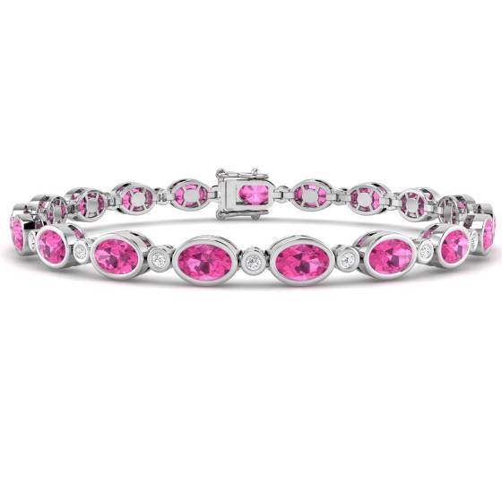 Oval Cut Pink Sapphire Gemstone Bracelet