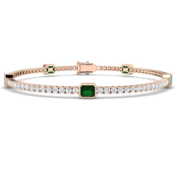 Emerald Cut Green Emerald Gemstone Bracelet