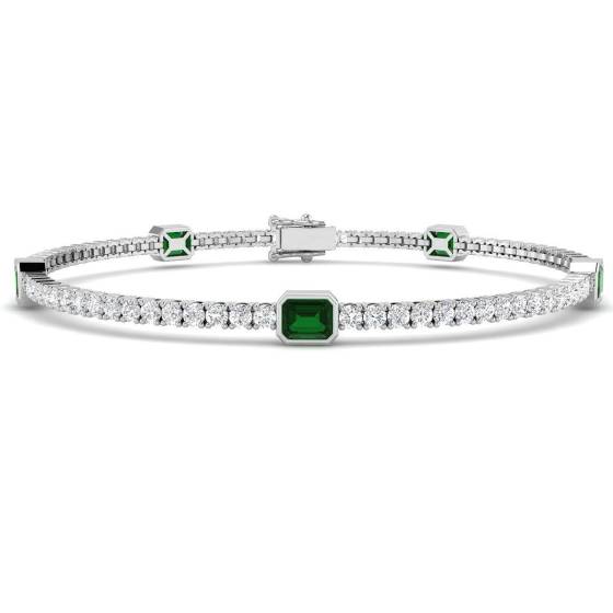 Emerald Cut Green Emerald Gemstone Bracelet