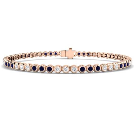 Round Cut Blue Sapphire Gemstone Bracelet