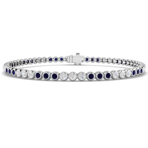 Round Cut Blue Sapphire Gemstone Bracelet