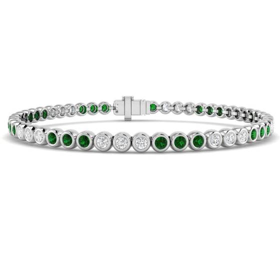 Round Cut Emerald Gemstone Bracelet