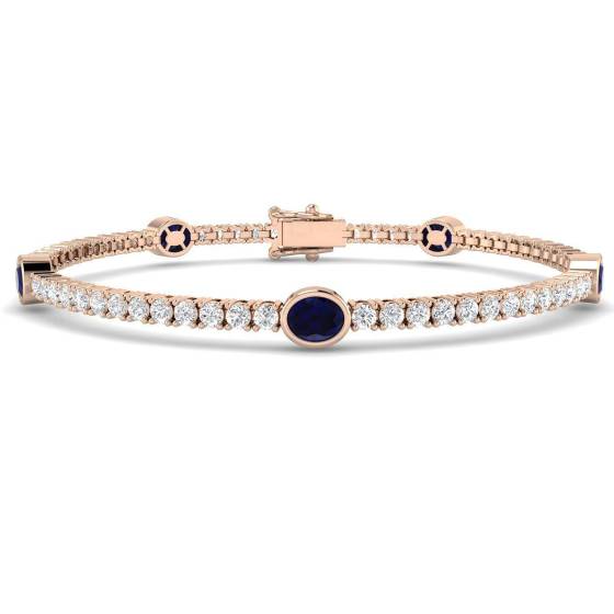 Oval Cut Blue Sapphire Gemstone Bracelet