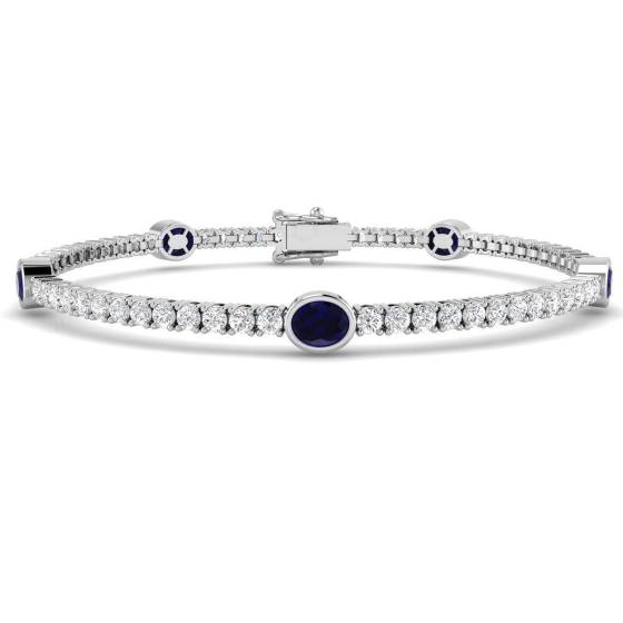 Oval Cut Blue Sapphire Gemstone Bracelet