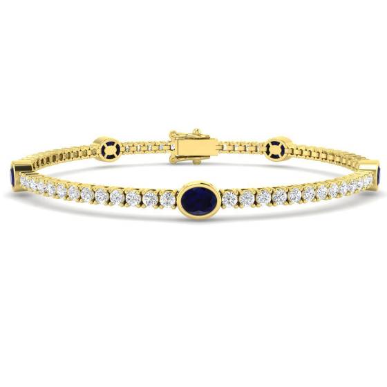 Oval Cut Blue Sapphire Gemstone Bracelet