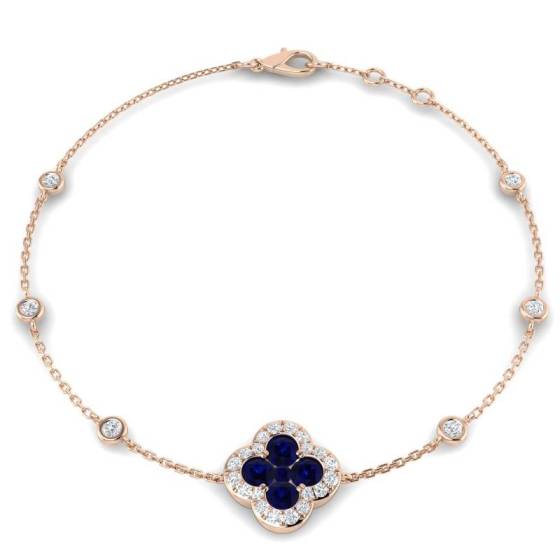 Round Cut Blue Sapphire Gemstone Bracelet