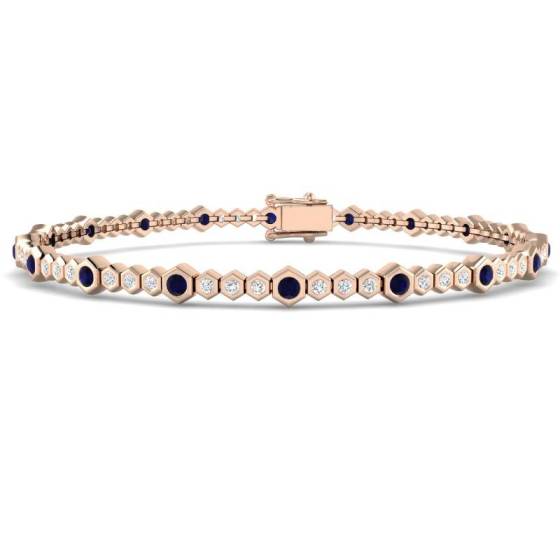 Round Cut Blue Sapphire Gemstone Bracelet