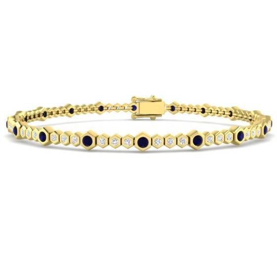 Round Cut Blue Sapphire Gemstone Bracelet