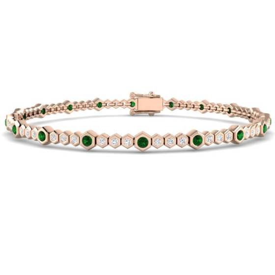 Round Cut Emerald Gemstone Bracelet