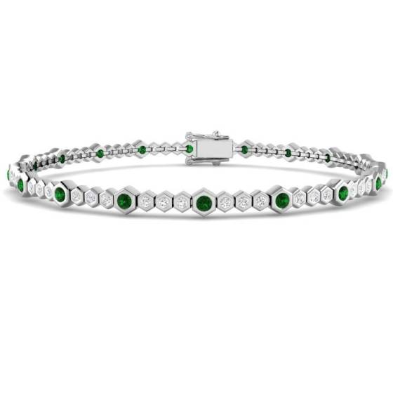 Round Cut Emerald Gemstone Bracelet