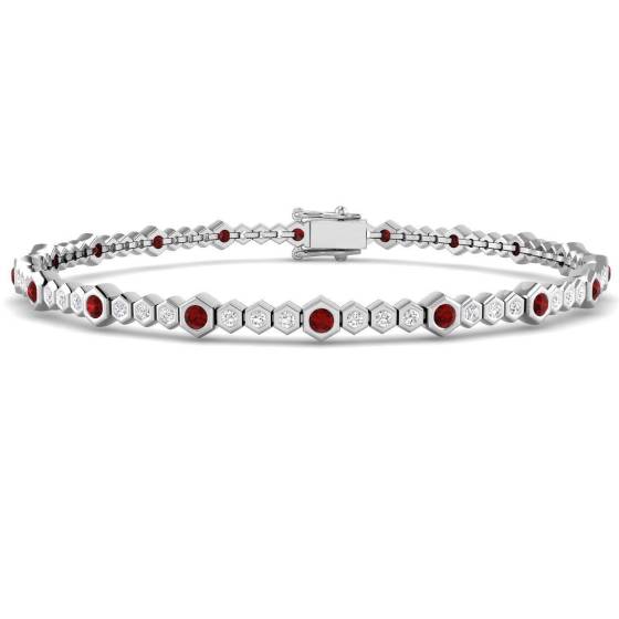 Round Cut Ruby Gemstone Bracelet
