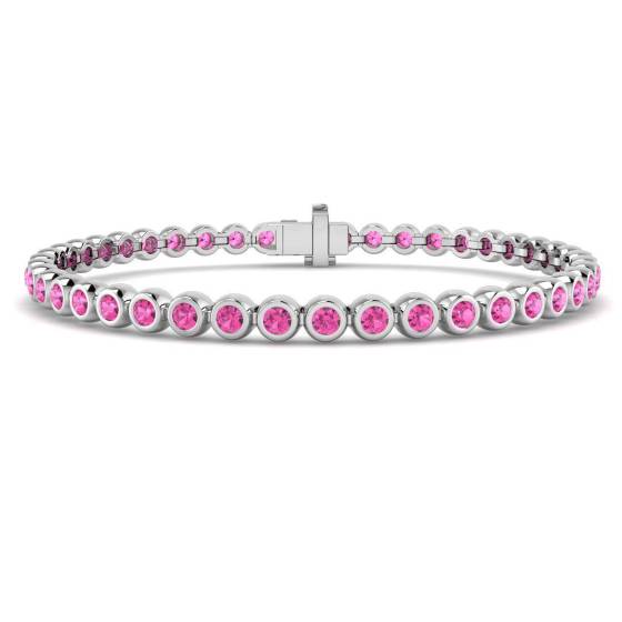Round Cut Pink Sapphire Bracelet