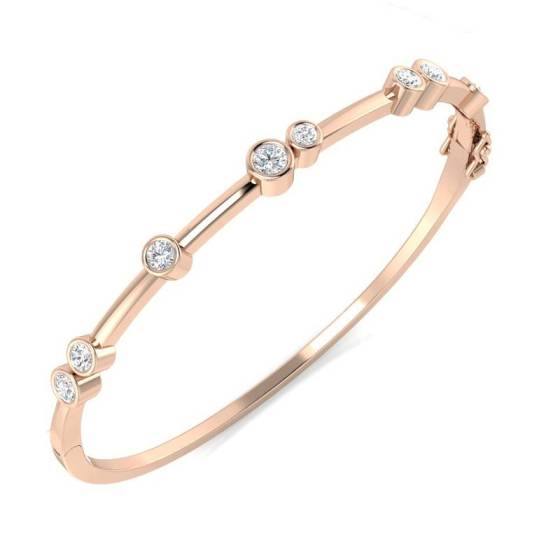 Round Diamond Set Bezel Bangle
