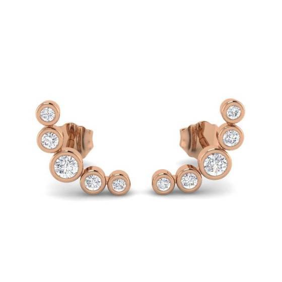Round Diamond Crawler Earrings