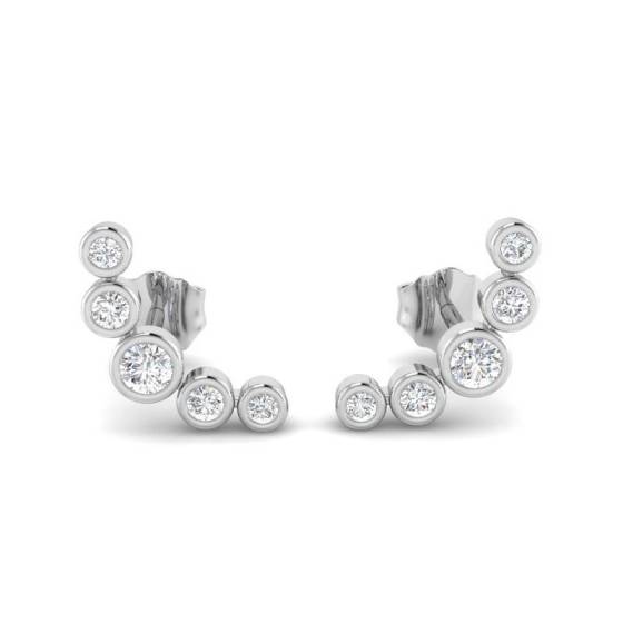 Round Diamond Crawler Earrings