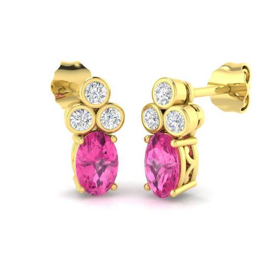 Oval Cut Pink Sapphire Drop Earrings