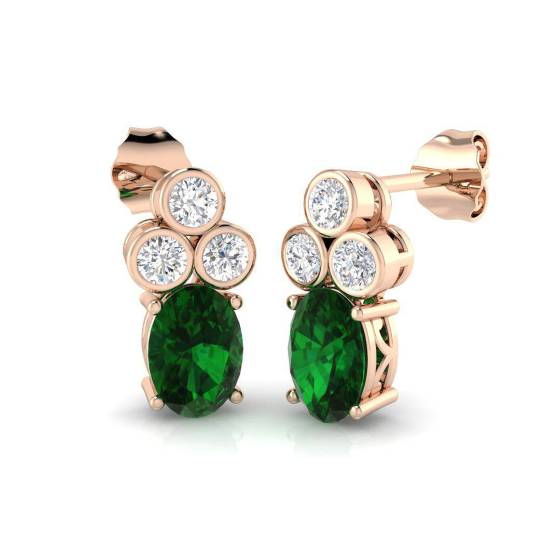 Oval Cut Green Emerald Gemstone Drop Earrings