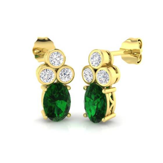 Oval Cut Green Emerald Gemstone Drop Earrings