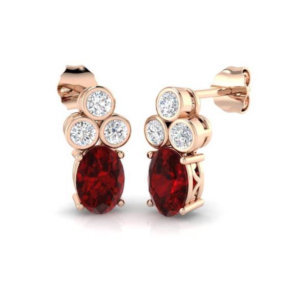 Oval Cut Ruby Gemstone Drop Earrings