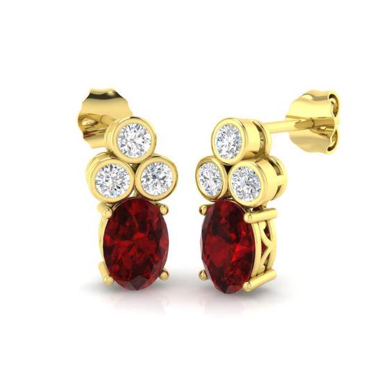 Oval Cut Ruby Gemstone Drop Earrings