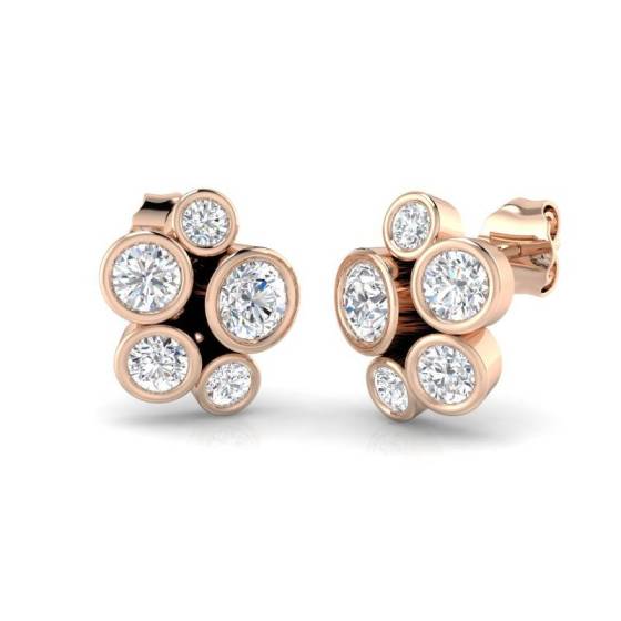 Round Diamond Designer Bubble Earrings