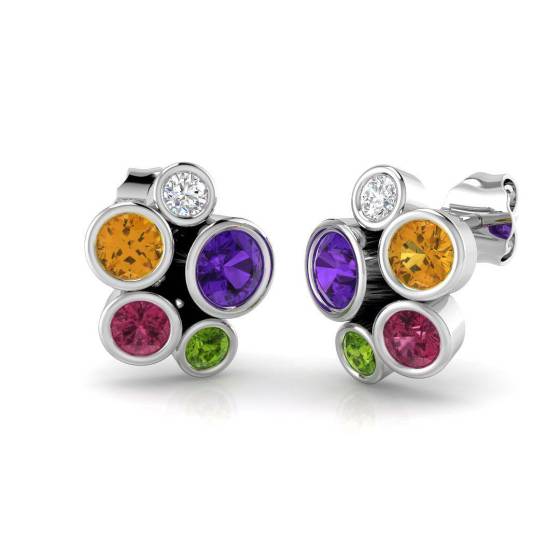 Round Cut Multi Stone Diamond Earrings