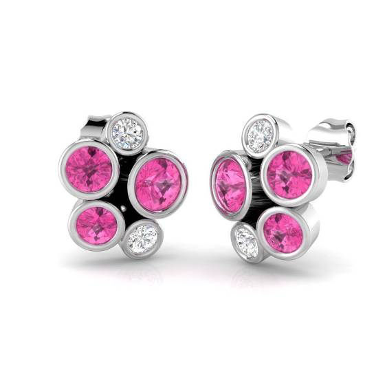 Round Cut Pink Saphire Stud Earrings