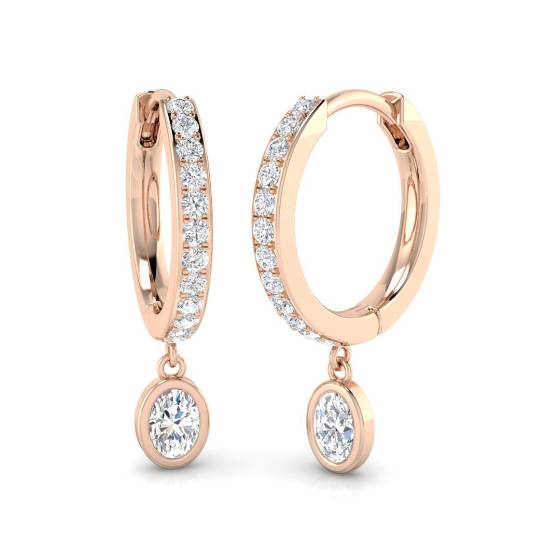 Round and Oval Diamond Hoop Earrings
