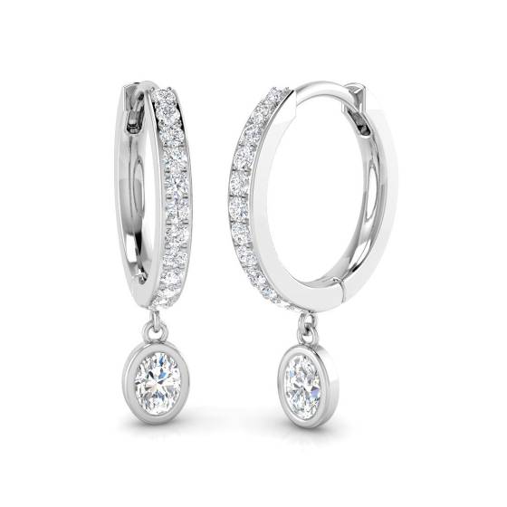 Round and Oval Diamond Hoop Earrings