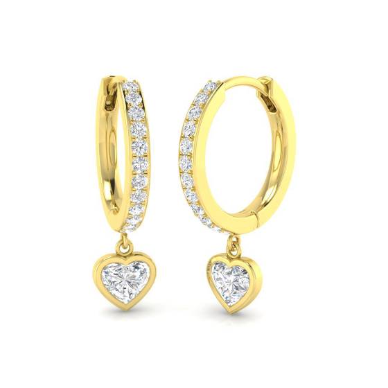Round and Heart Diamond Hoop Earrings
