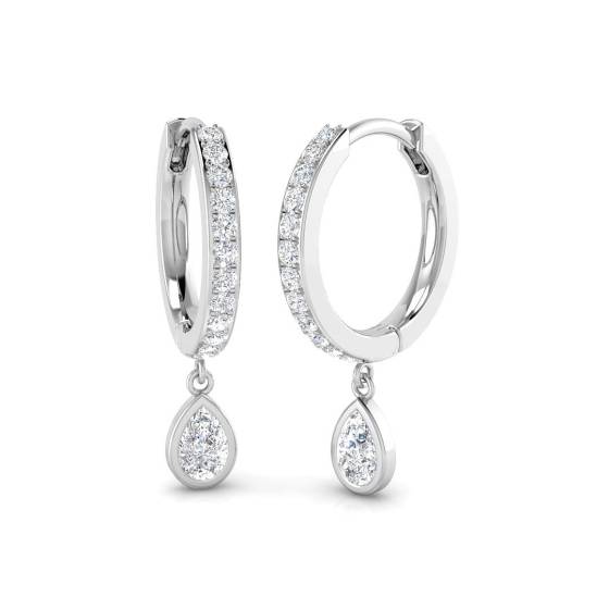 Round and Pear Diamond Hoop Earrings