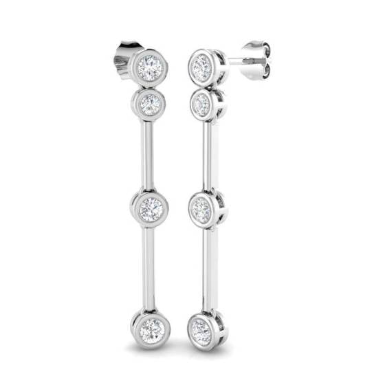 Round Diamond Drop Earrings