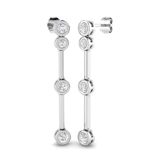Round Diamond Drop Earrings